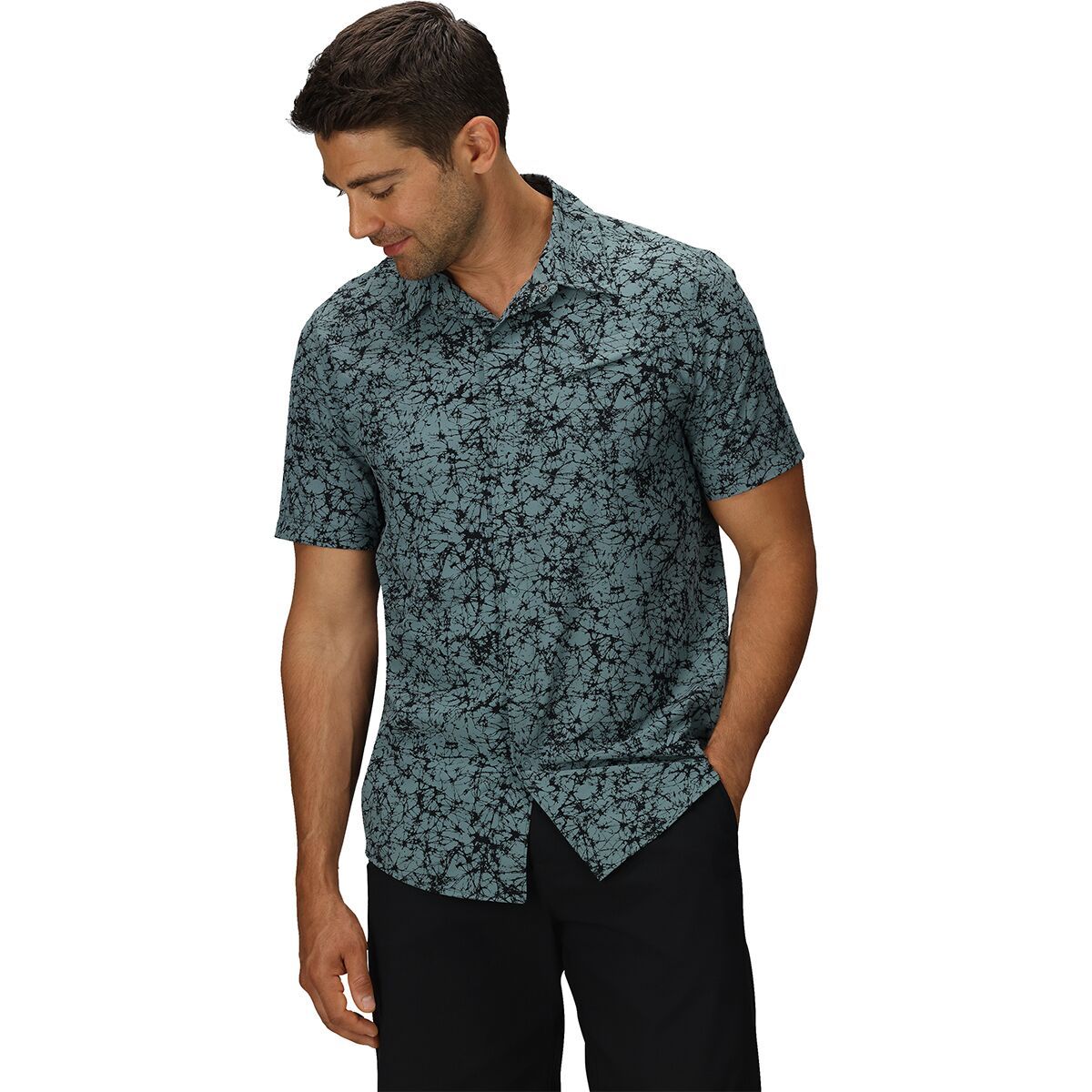 Image of Outdoor Research Astroman Short-Sleeve Sun Shirt - Men's Neptune Atoms, S