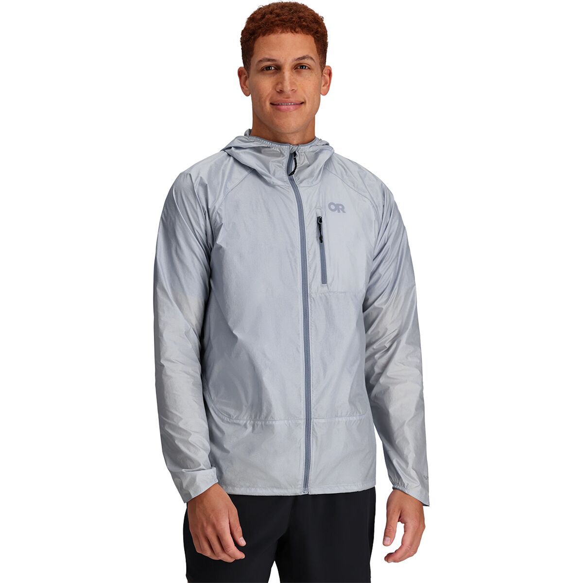 Outdoor Research Helium Wind Hooded Jacket - Men's Titanium, XL