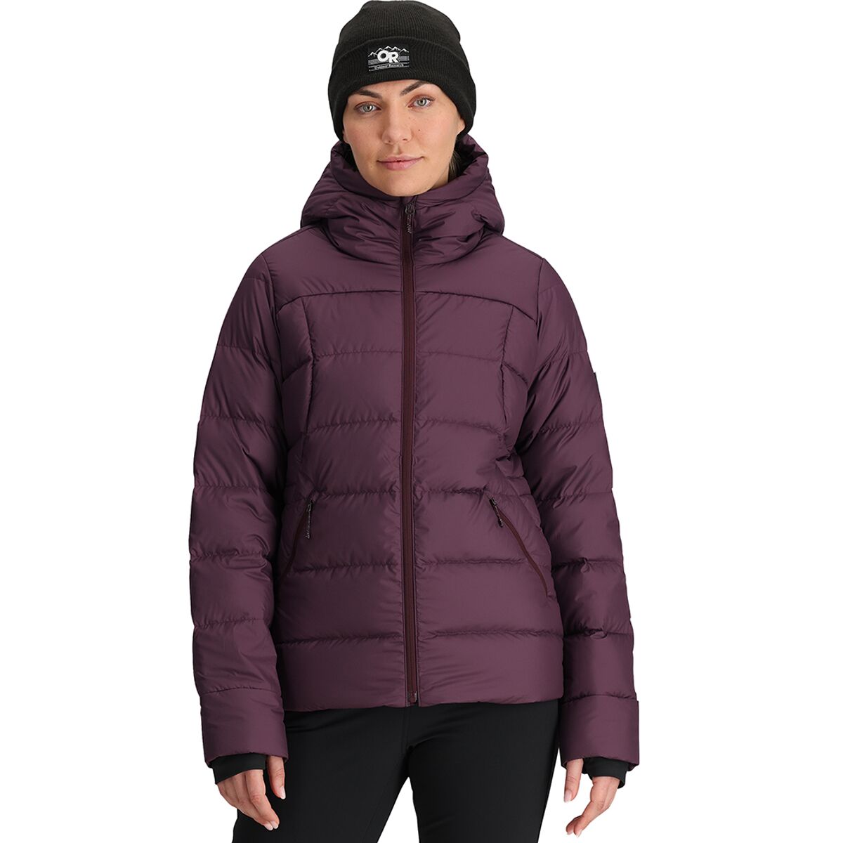 Image of Outdoor Research Coldfront Down Hooded Jacket - Women's Amethyst, XS
