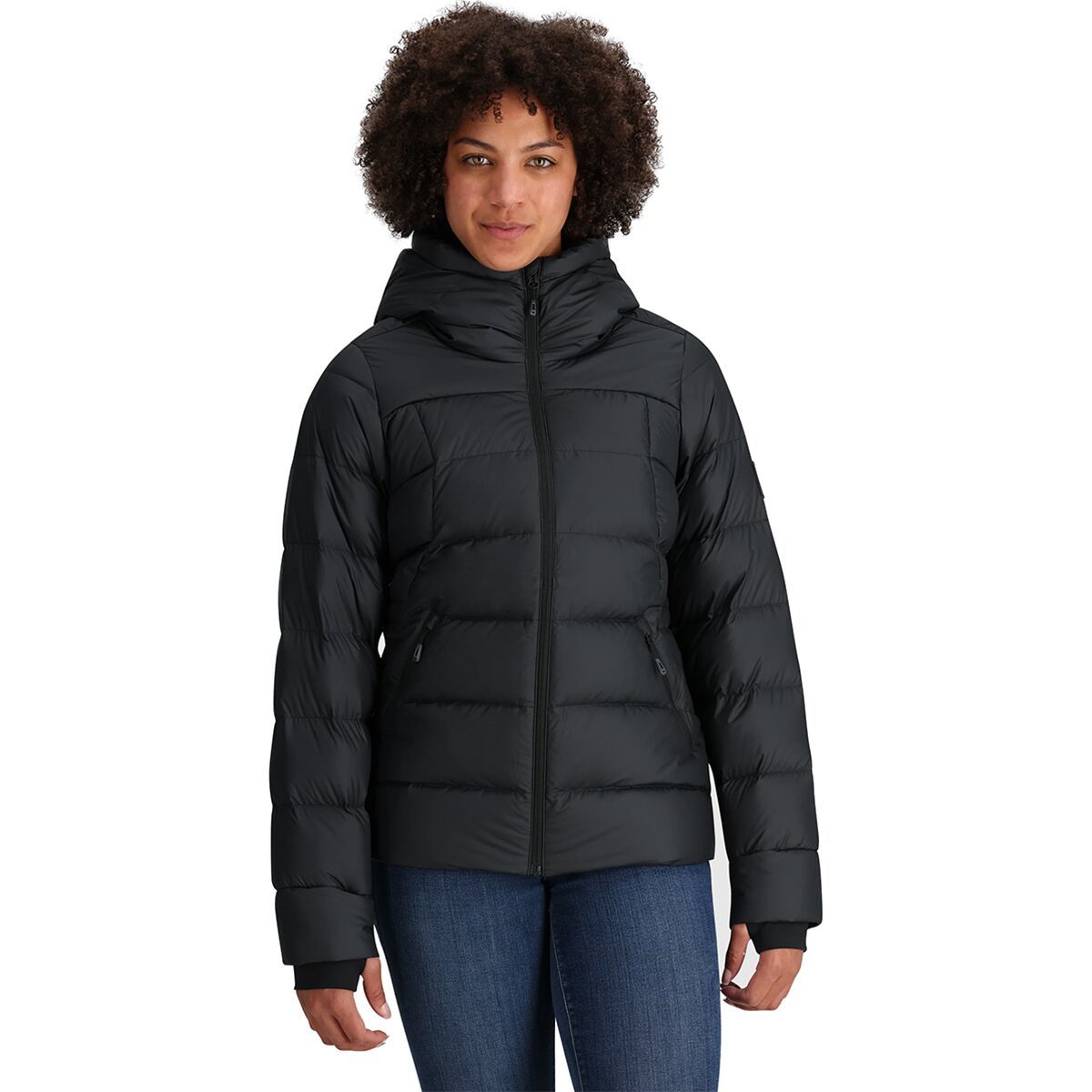 Image of Outdoor Research Coldfront Down Hooded Jacket - Women's Solid Black, XL