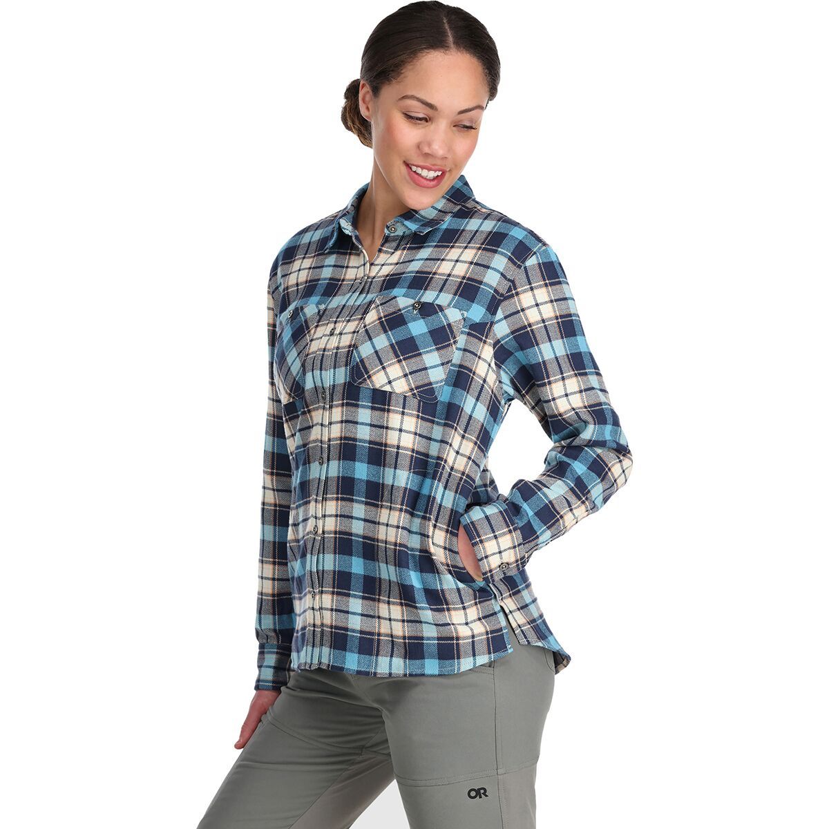 Outdoor Research Feedback Flannel Shirt - Women's Mineral Plaid, XS