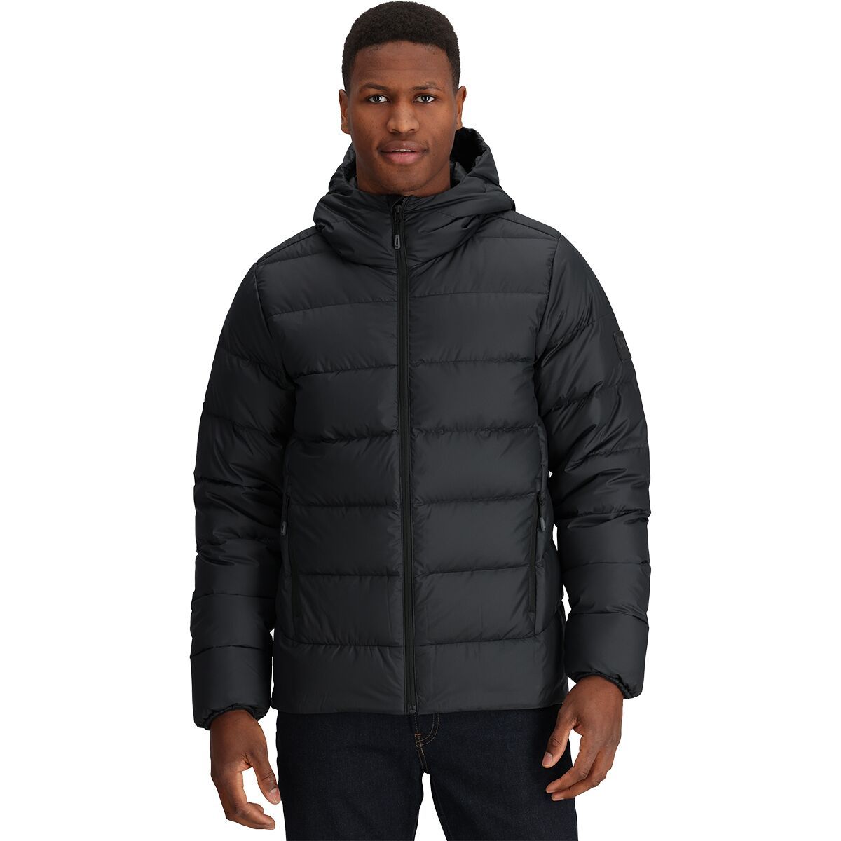 Image of Outdoor Research Coldfront Down Hooded Jacket - Men's Solid Black, 3XL