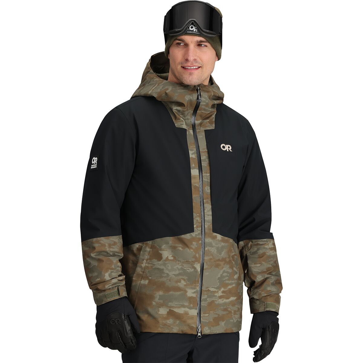 Image of Outdoor Research Snowcrew Jacket - Men's Ranger Green Camo/Black, S