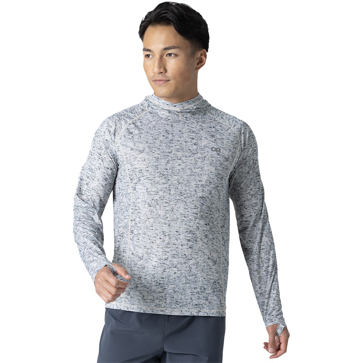 Image of Outdoor Research Echo Hooded Long-Sleeve Shirt - Men's Oyster Traverse Print, S