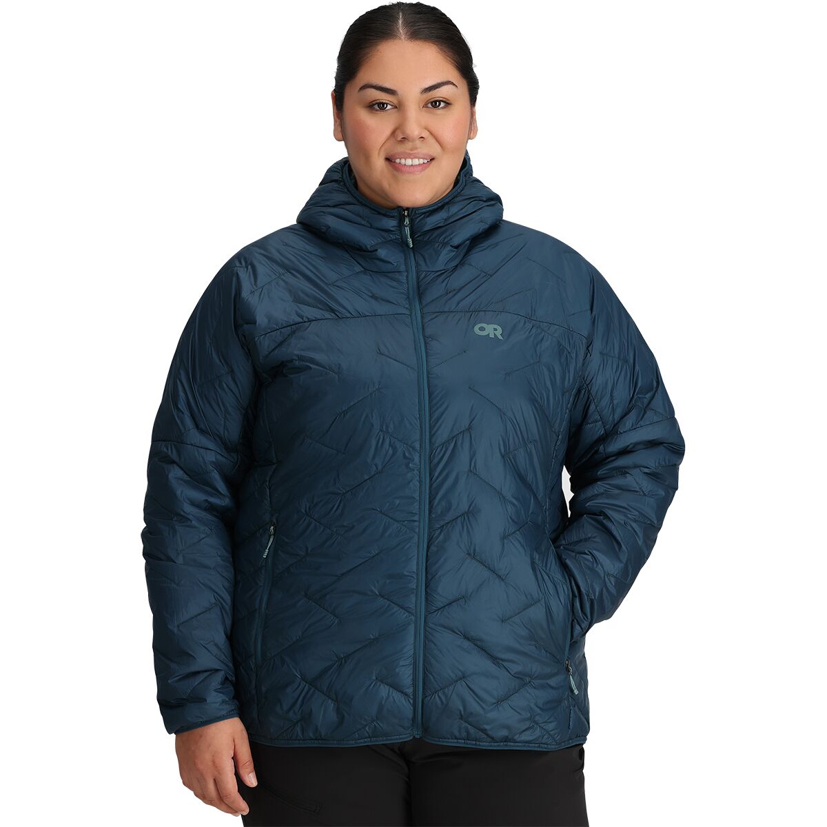 Image of Outdoor Research SuperStrand LT Plus Size Hooded Jacket - Women's Harbor, 2X