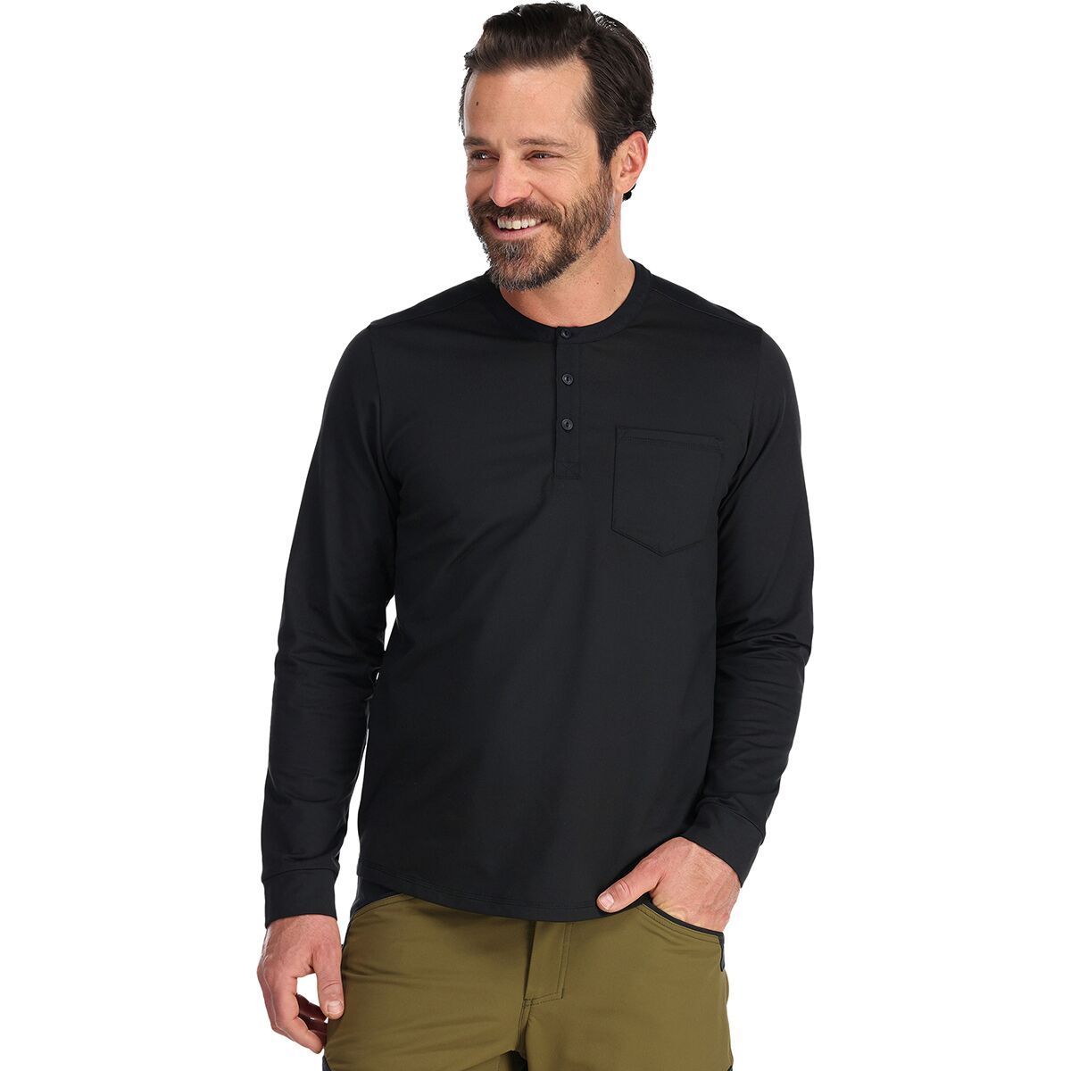 Outdoor Research Baritone Long-Sleeve Henley - Men's Black, S