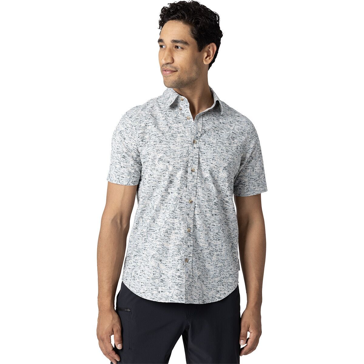 Image of Outdoor Research Rooftop Short-Sleeve Shirt - Men's Oyster Traverse Print, XL