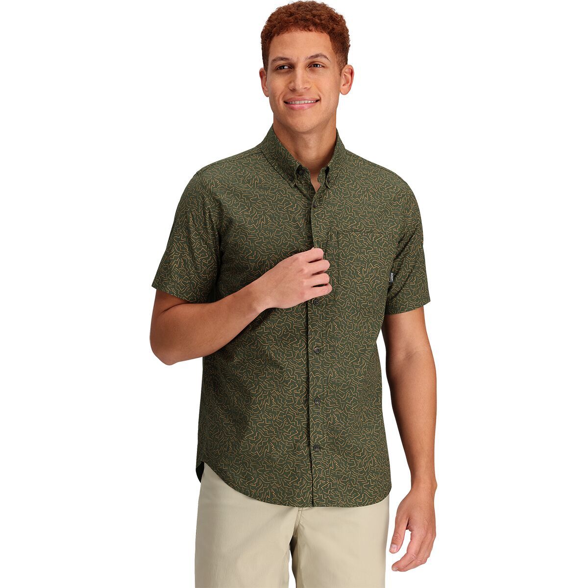Outdoor Research Rooftop Short-Sleeve Shirt - Men's Verde Squiggle, XL