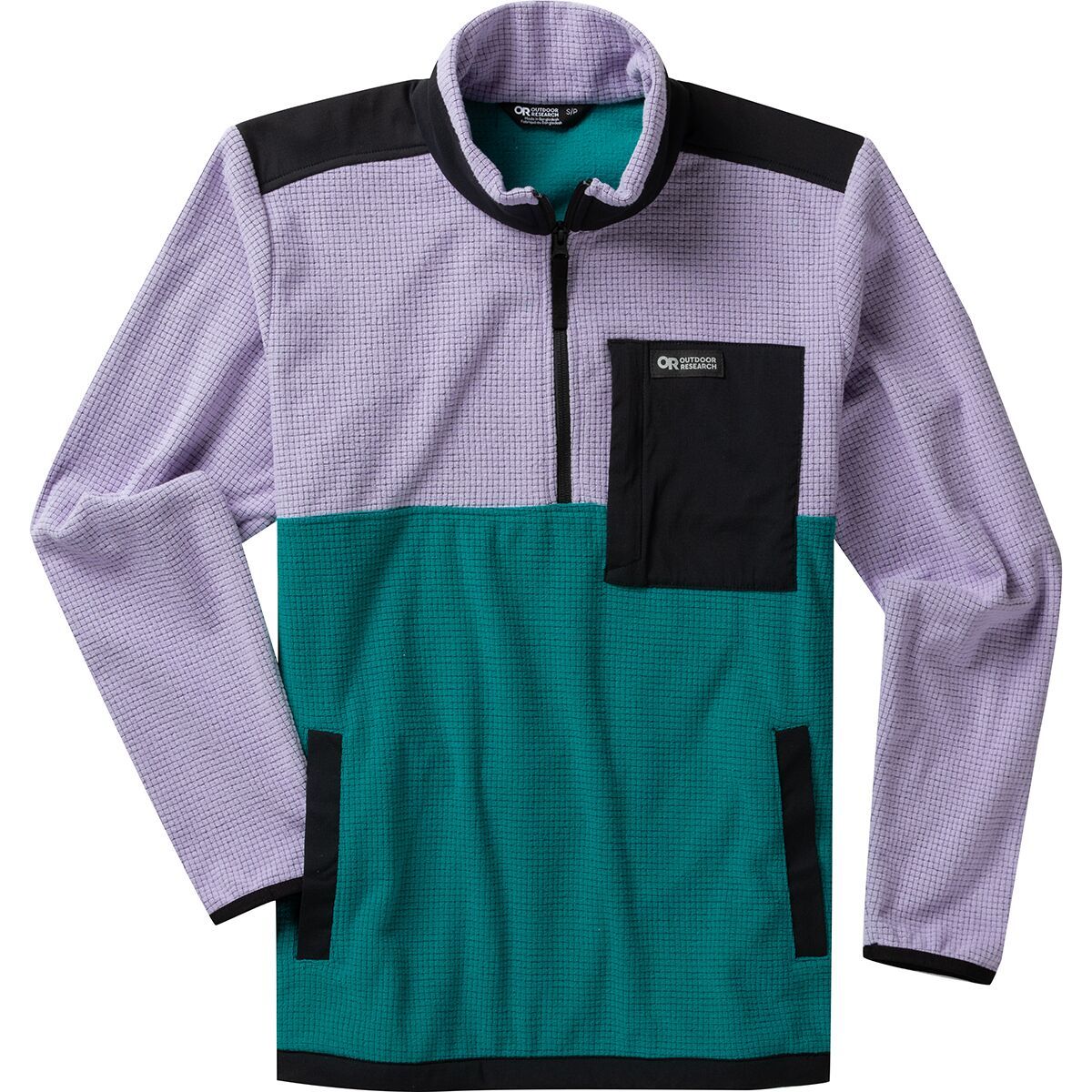 Outdoor Research Trail Mix 1/4-Zip Pullover - Men's Lavender/Deep Lake/Black, M
