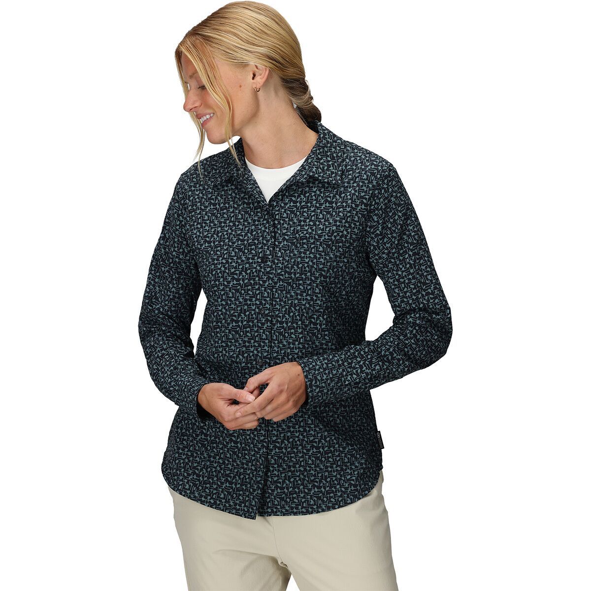Image of Outdoor Research Astroman Long-Sleeve Sun Shirt - Women's Neptune Paintswipes, XS