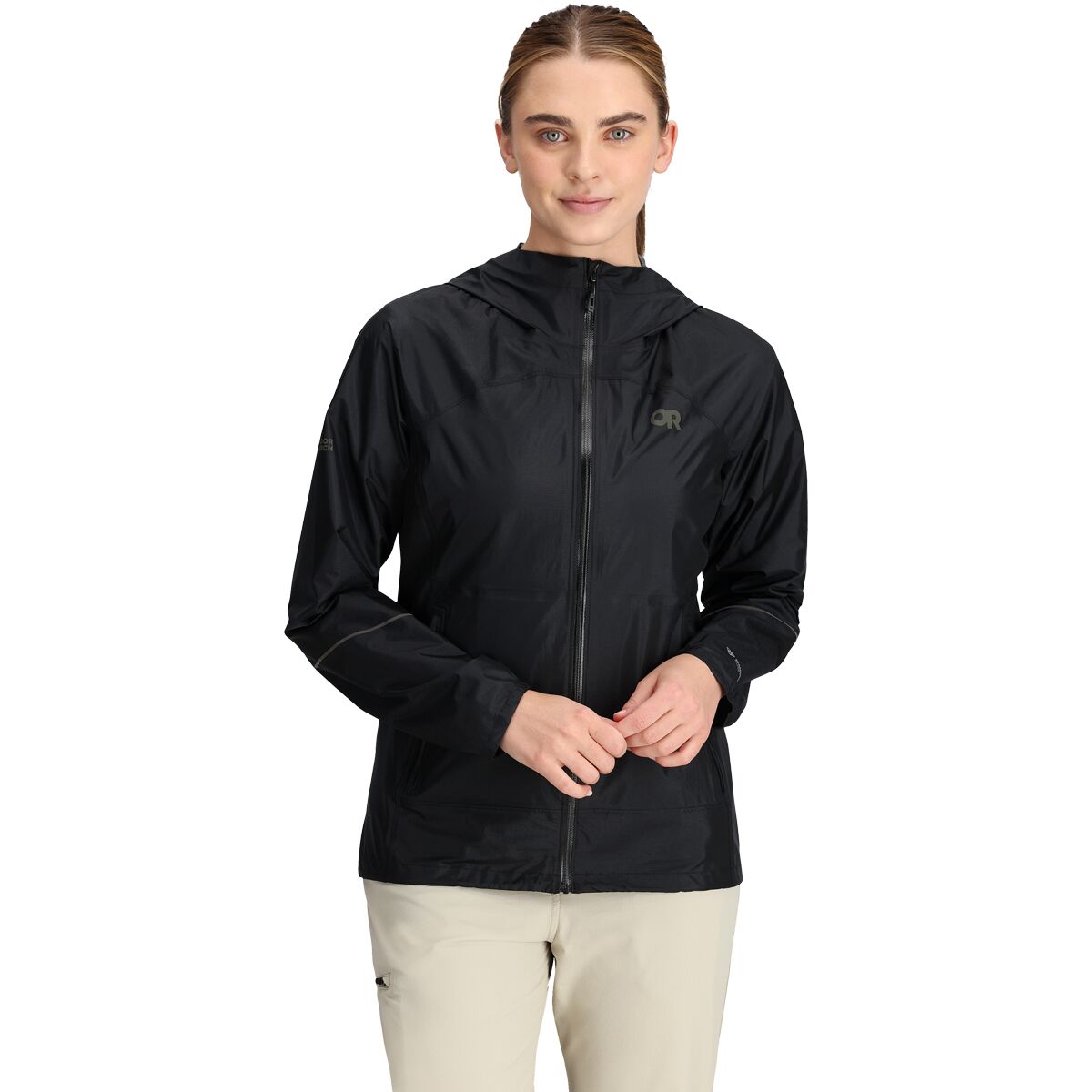 Image of Outdoor Research Helium Rain Jacket - Women's Black, XXS