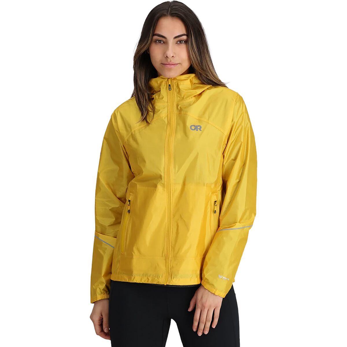 Image of Outdoor Research Helium Rain Jacket - Women's Saffron, XS
