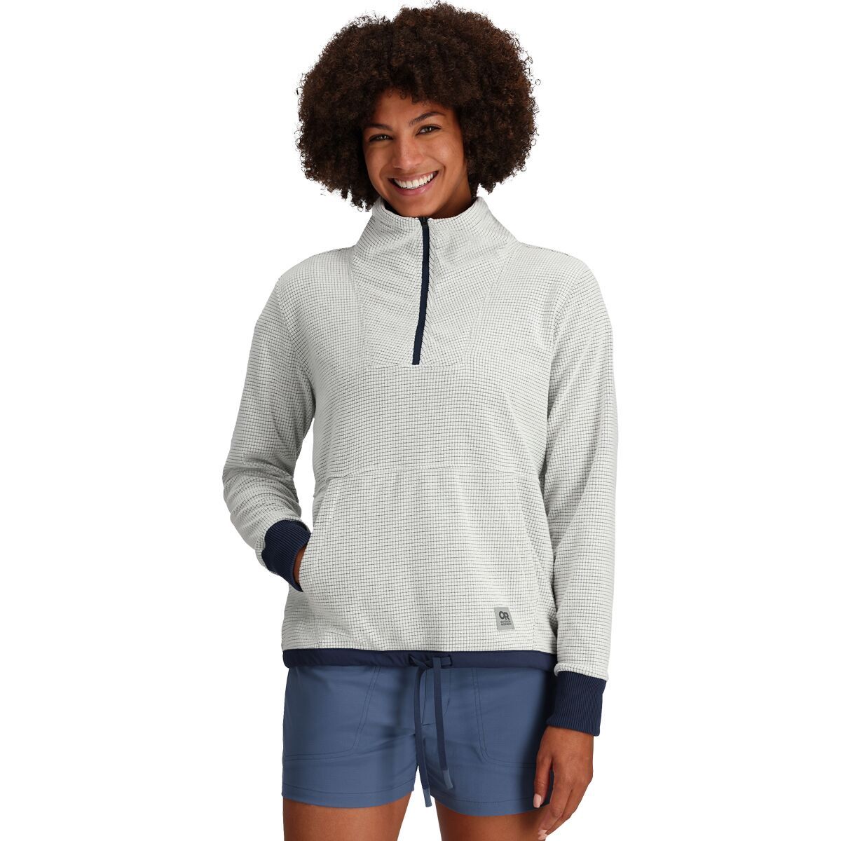 Outdoor Research Trail Mix 1/4-Zip Pullover - Women's Snow/Naval Blue, XXL