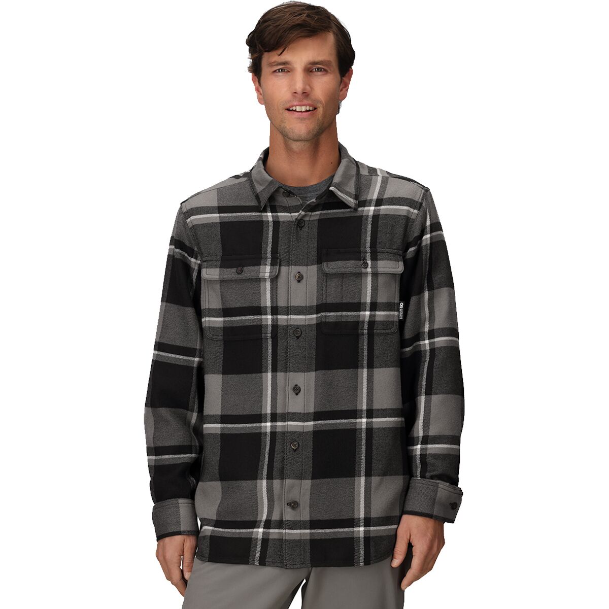 Image of Outdoor Research Feedback Flannel Twill Shirt - Men's Black/Pewter Plaid, S