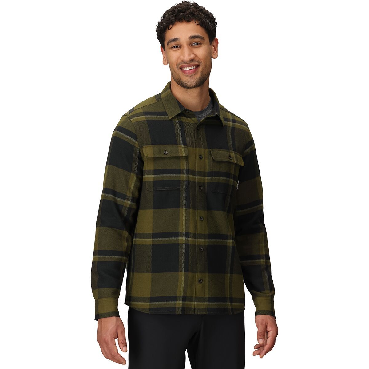 Image of Outdoor Research Feedback Flannel Twill Shirt - Men's Dark Olive Plaid, L