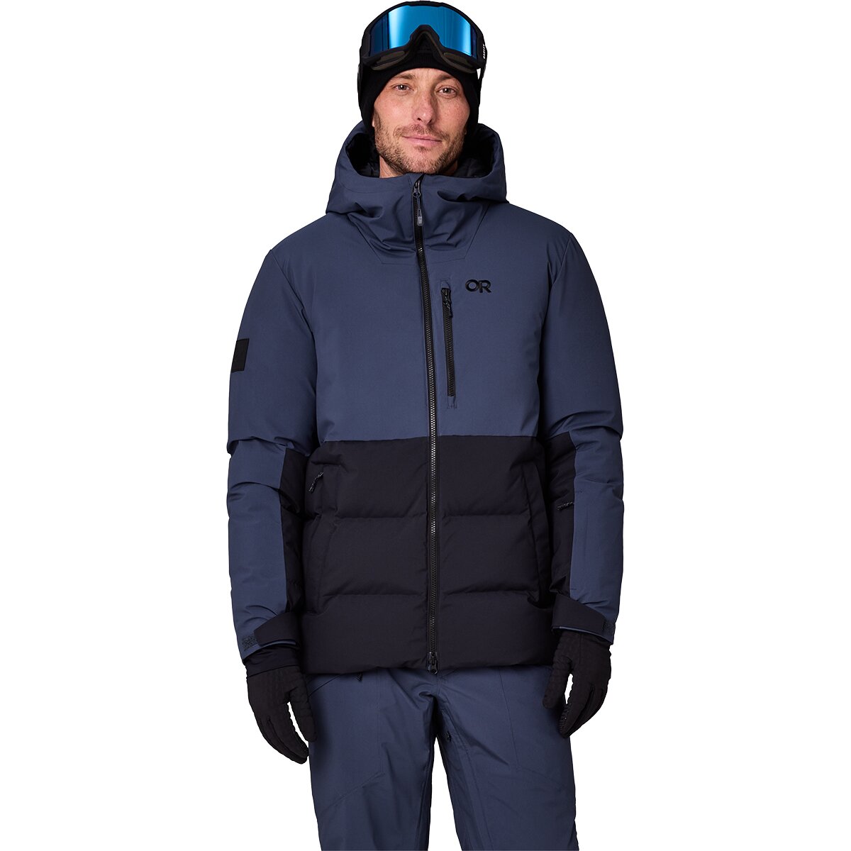 Image of Outdoor Research Snowcrew Down Jacket - Men's Atlantic/Black, XL