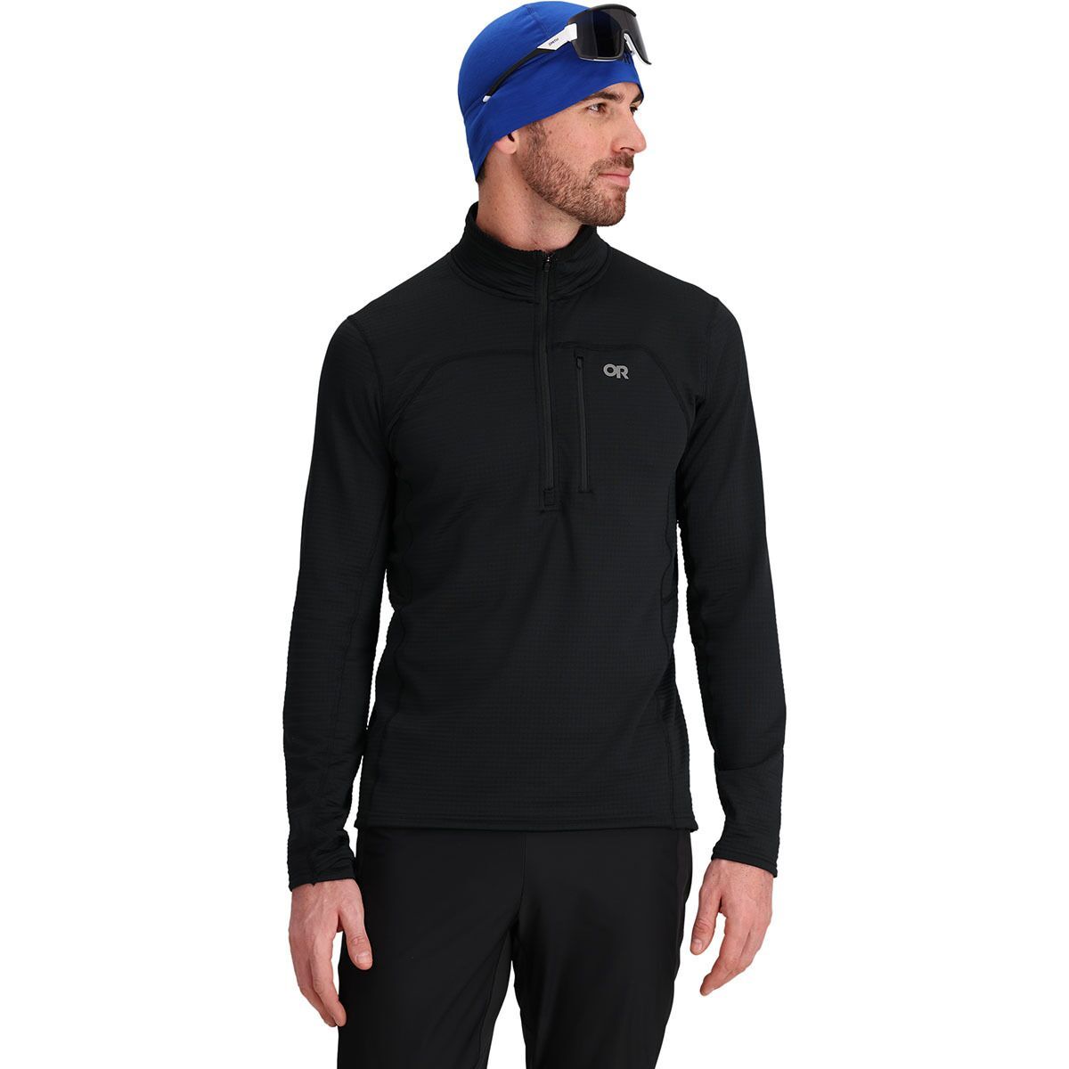 Image of Outdoor Research Vigor Grid Fleece Half-Zip Jacket - Men's Black, XL