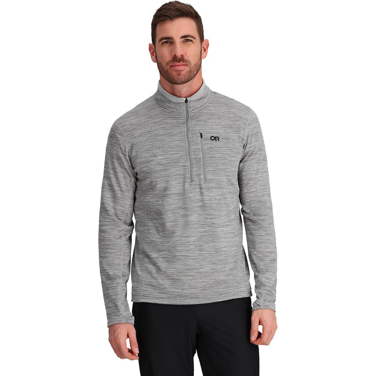 Image of Outdoor Research Vigor Grid Fleece Half-Zip Jacket - Men's Grey Heather, L