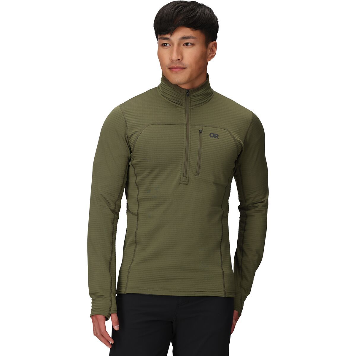 Image of Outdoor Research Vigor Grid Fleece Half-Zip Jacket - Men's Ranger Green, M