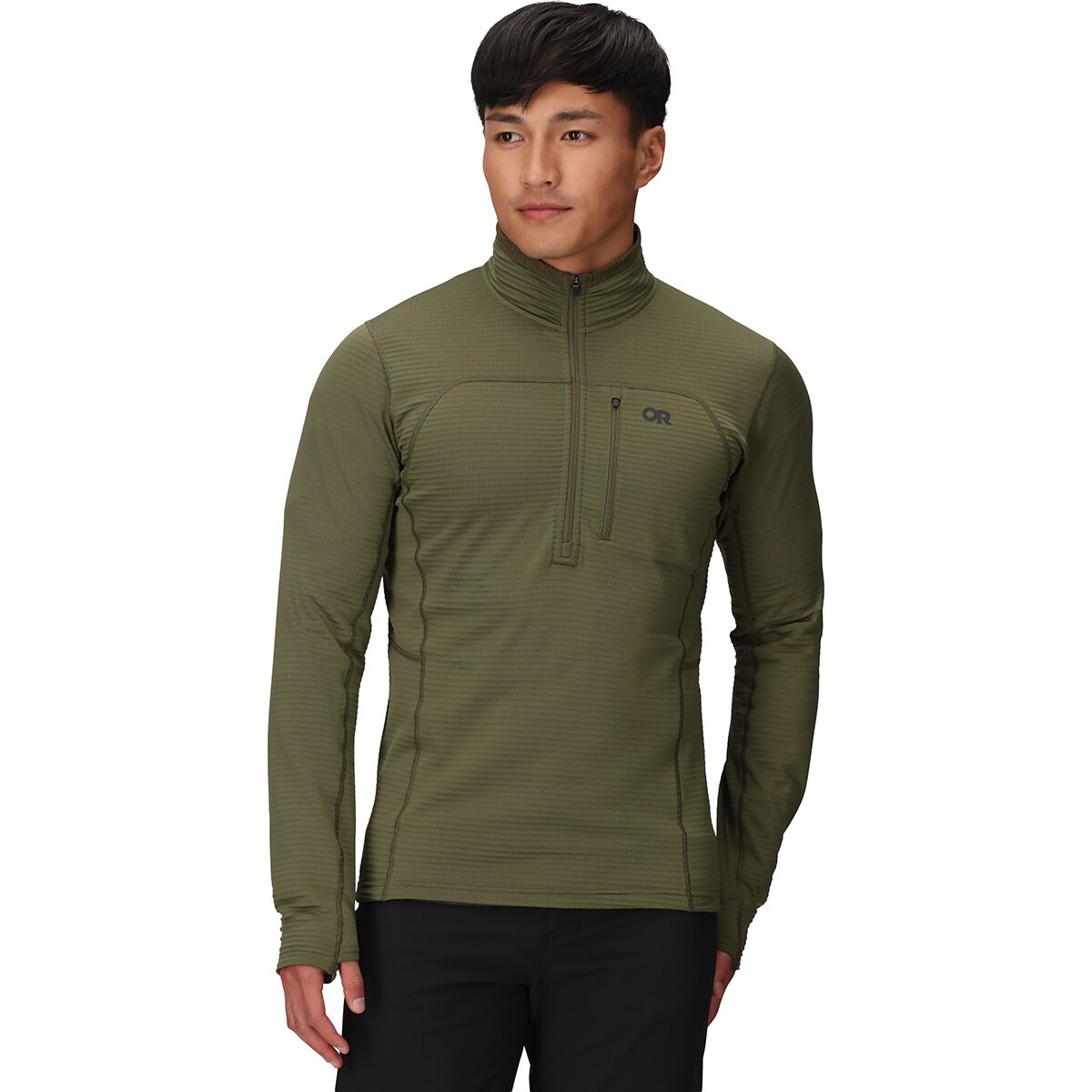 Image of Outdoor Research Vigor Grid Fleece Half-Zip Jacket - Men's Ranger Green, XXL
