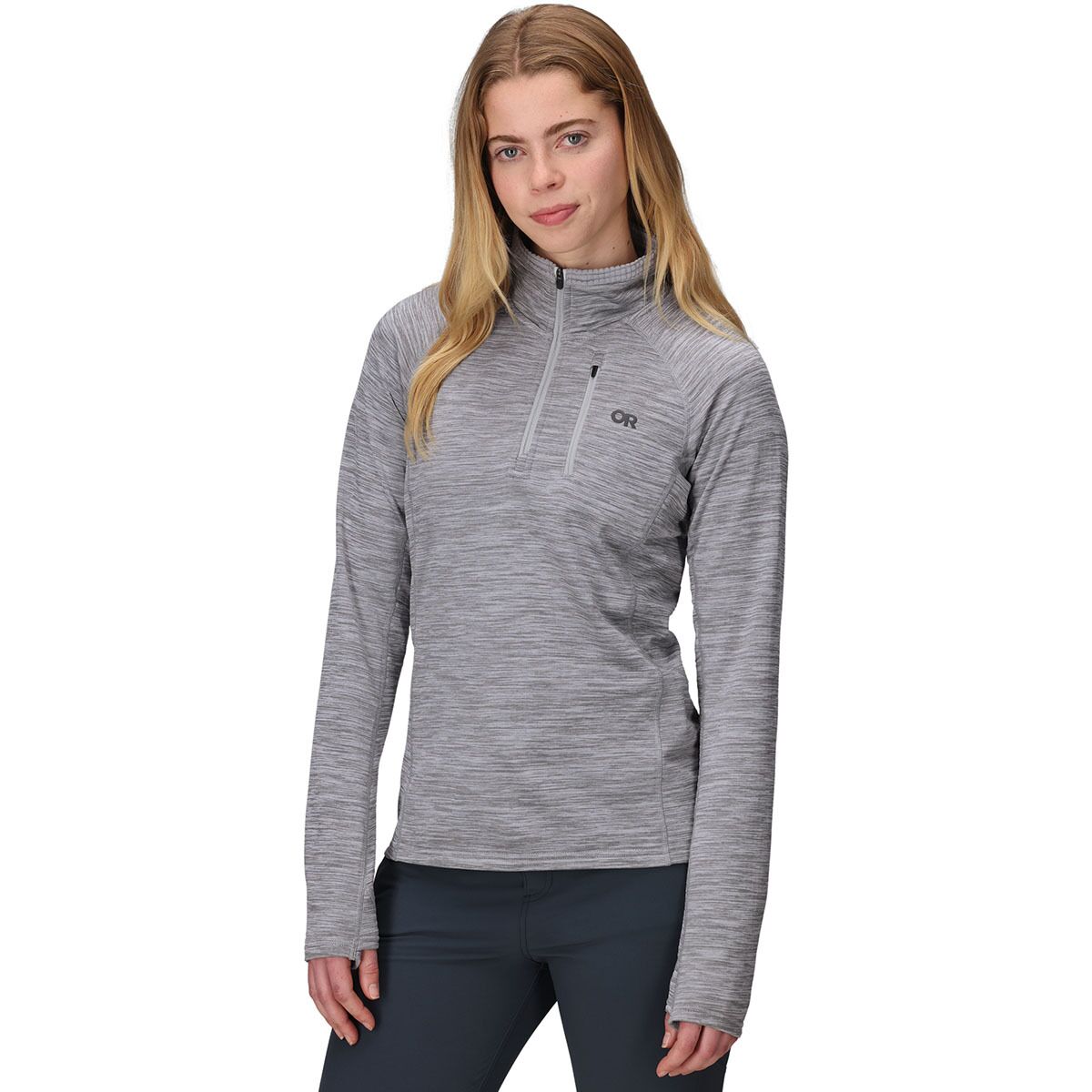 Image of Outdoor Research Vigor Grid Fleece Quarter-Zip Jacket - Women's Grey Heather, XL