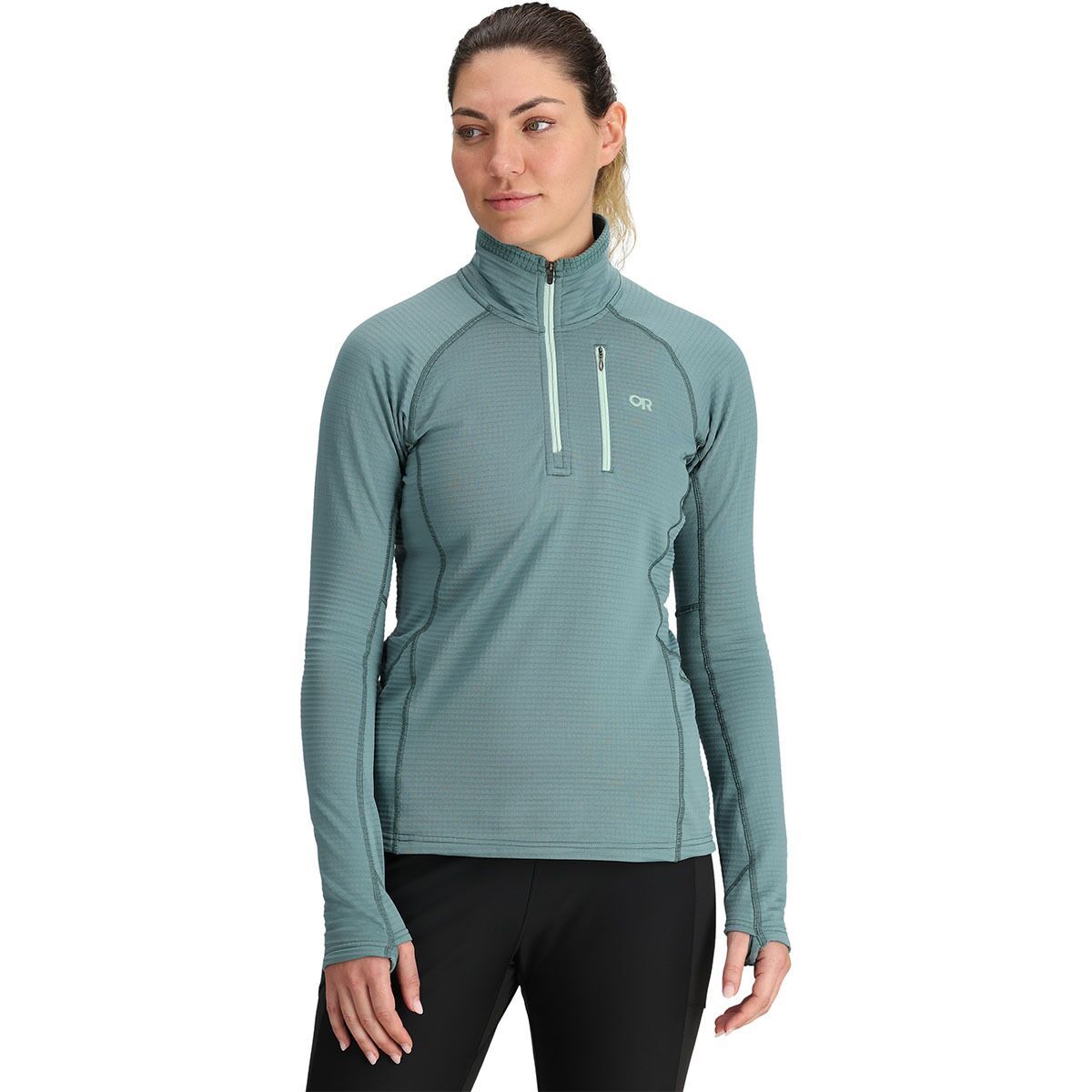 Image of Outdoor Research Vigor Grid Fleece Quarter-Zip Jacket - Women's Neptune, XS