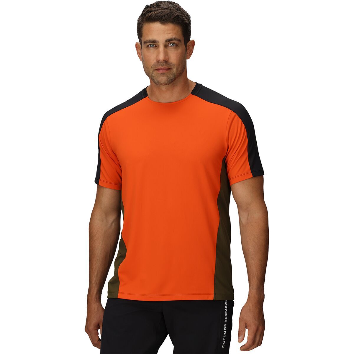 Image of Outdoor Research Freewheel Short-Sleeve Jersey - Men's Black/Spice/Dark Olive, L