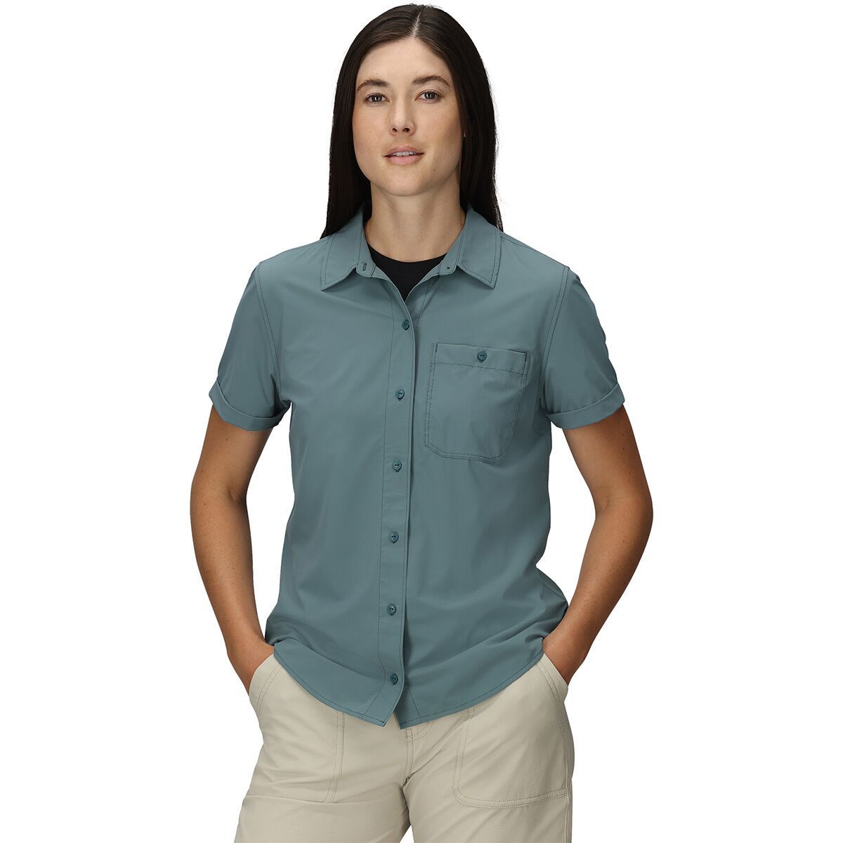 Image of Outdoor Research Astroman Short-Sleeve Sun Shirt - Women's Neptune, M