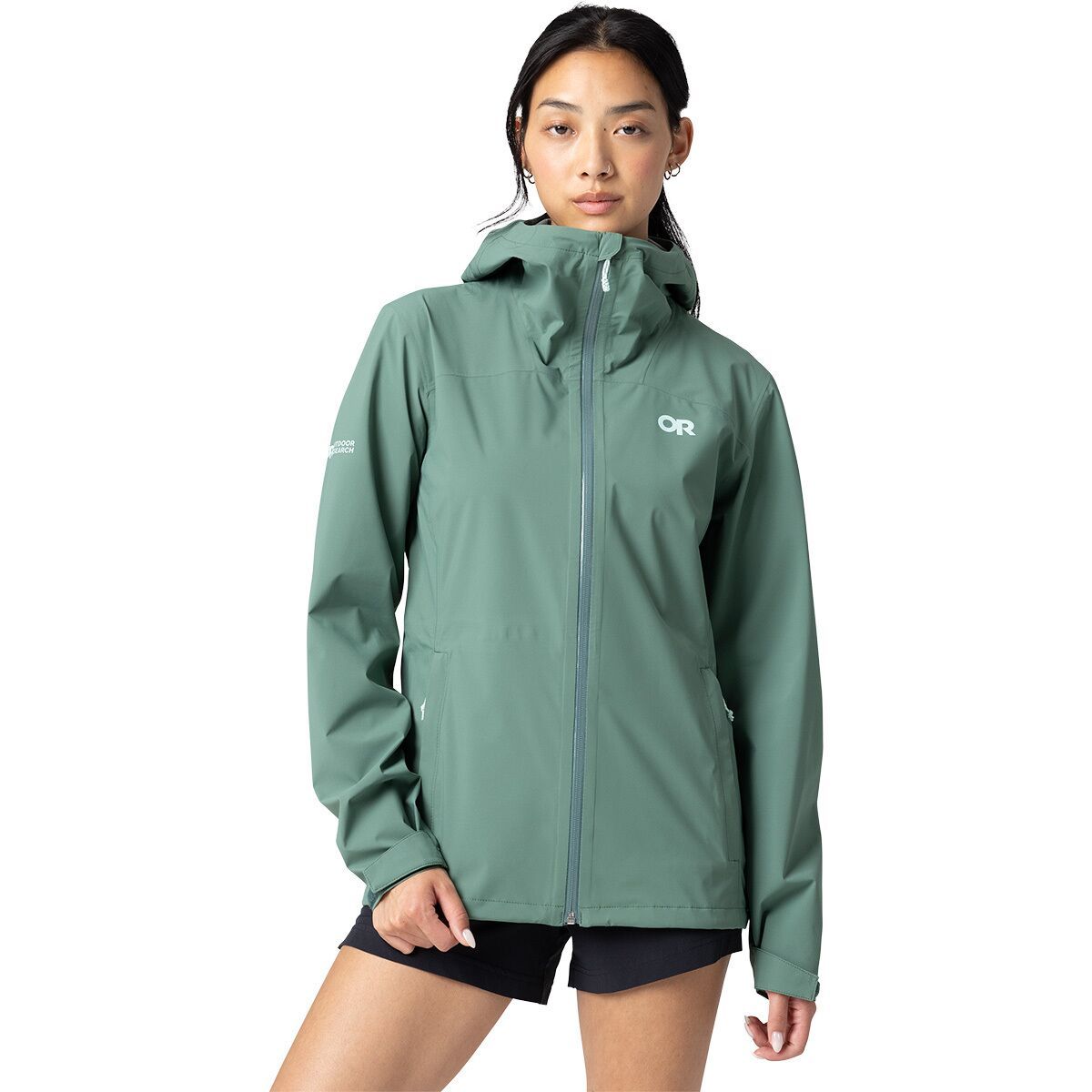 Image of Outdoor Research Stratoburst Stretch Rain Jacket - Women's Malachite, M
