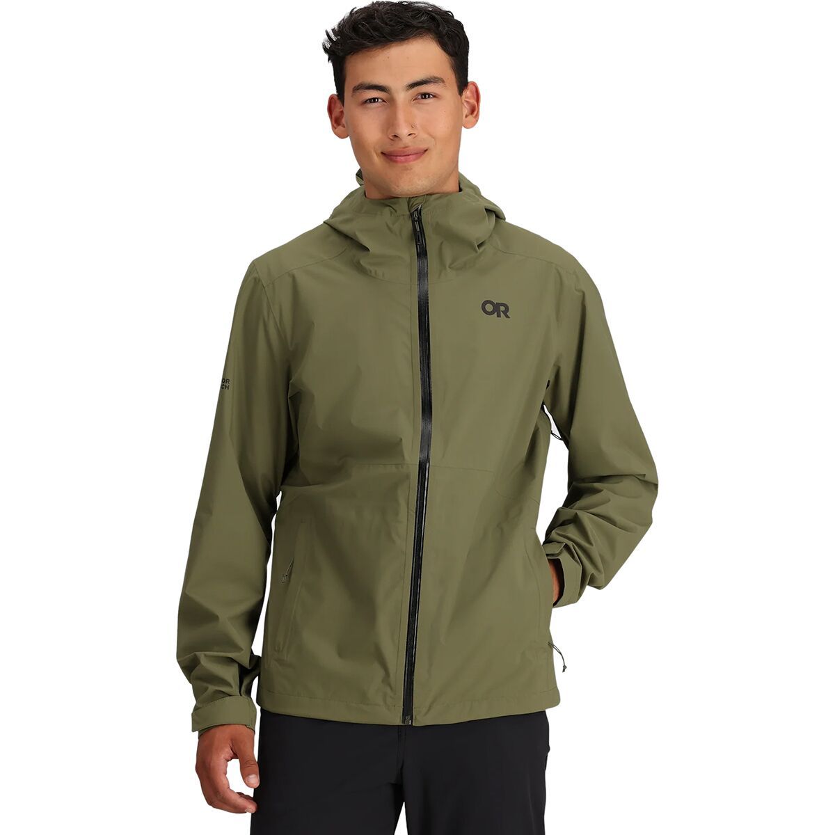 Image of Outdoor Research Stratoburst Stretch Rain Jacket - Men's Ranger Green, L