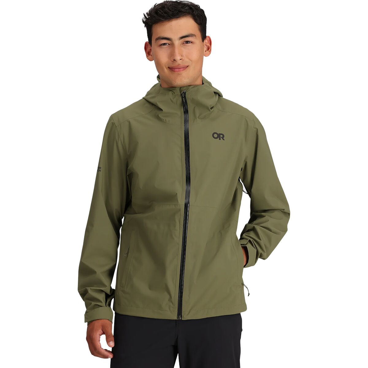 Image of Outdoor Research Stratoburst Stretch Rain Jacket - Men's Ranger Green, M