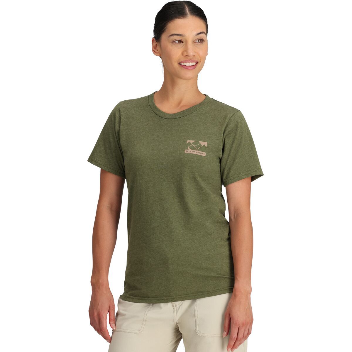 Image of Outdoor Research Switchback Logo T-Shirt Grove/Pro Khaki, S