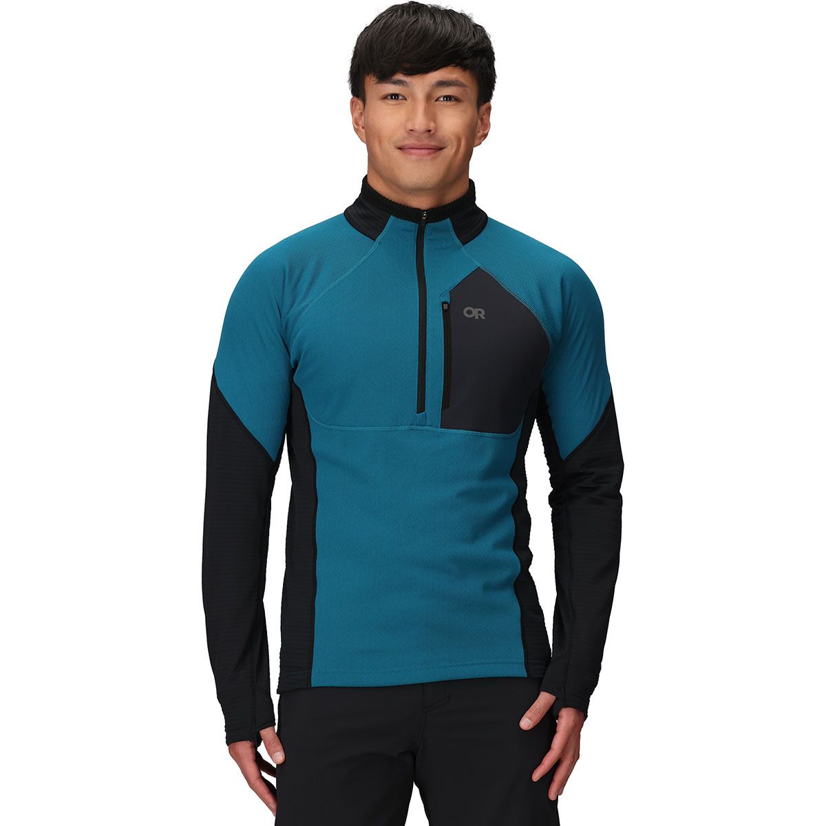 Image of Outdoor Research Deviator Fleece 1/2-Zip Jacket - Men's Aurora/Black, M