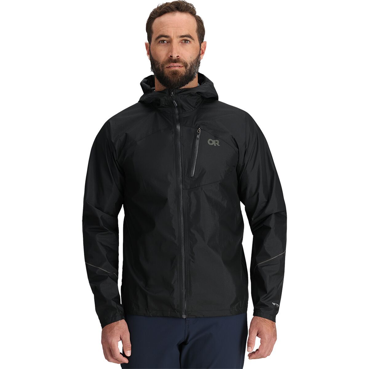 Image of Outdoor Research Helium Rain Jacket - Men's Black, XXL