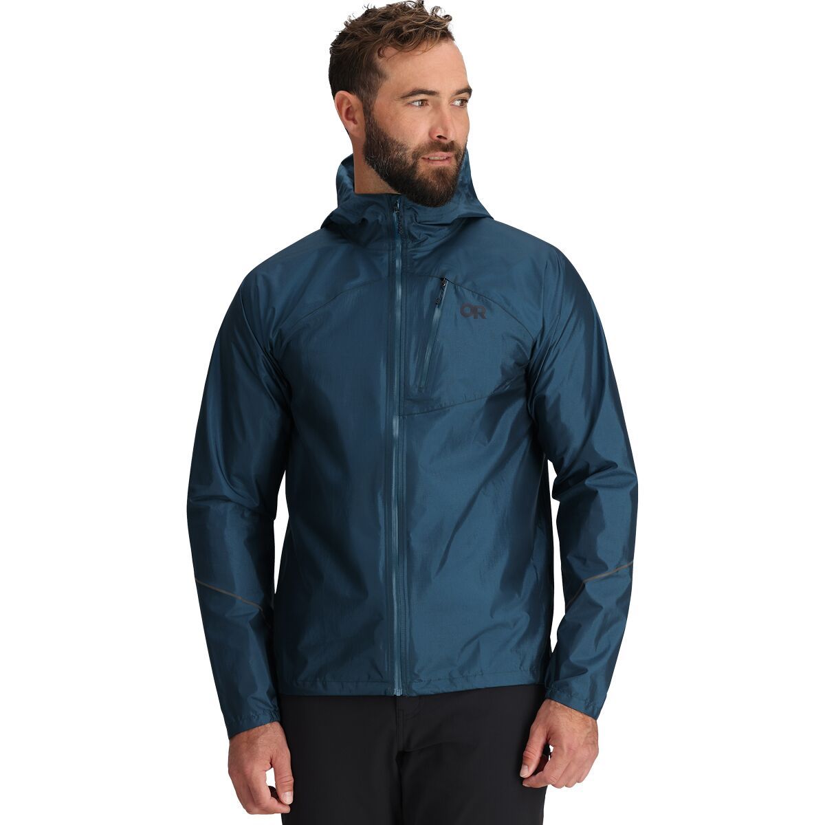Image of Outdoor Research Helium Rain Jacket - Men's Harbor, XL