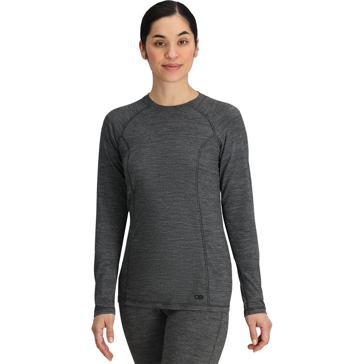 Image of Outdoor Research Alpine Onset Merino 150 Baselayer Crew Top - Women's Black Heather, XXL