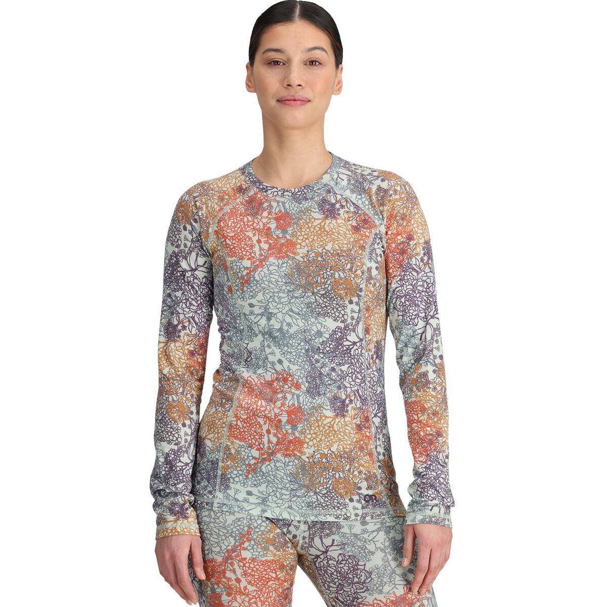 Outdoor Research Alpine Onset Merino 150 Baselayer Crew Top - Women's Fresh Mint Floral, XS