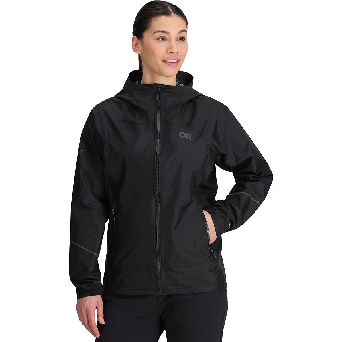 Image of Outdoor Research Helium Rain Jacket - Women's Black, XXS