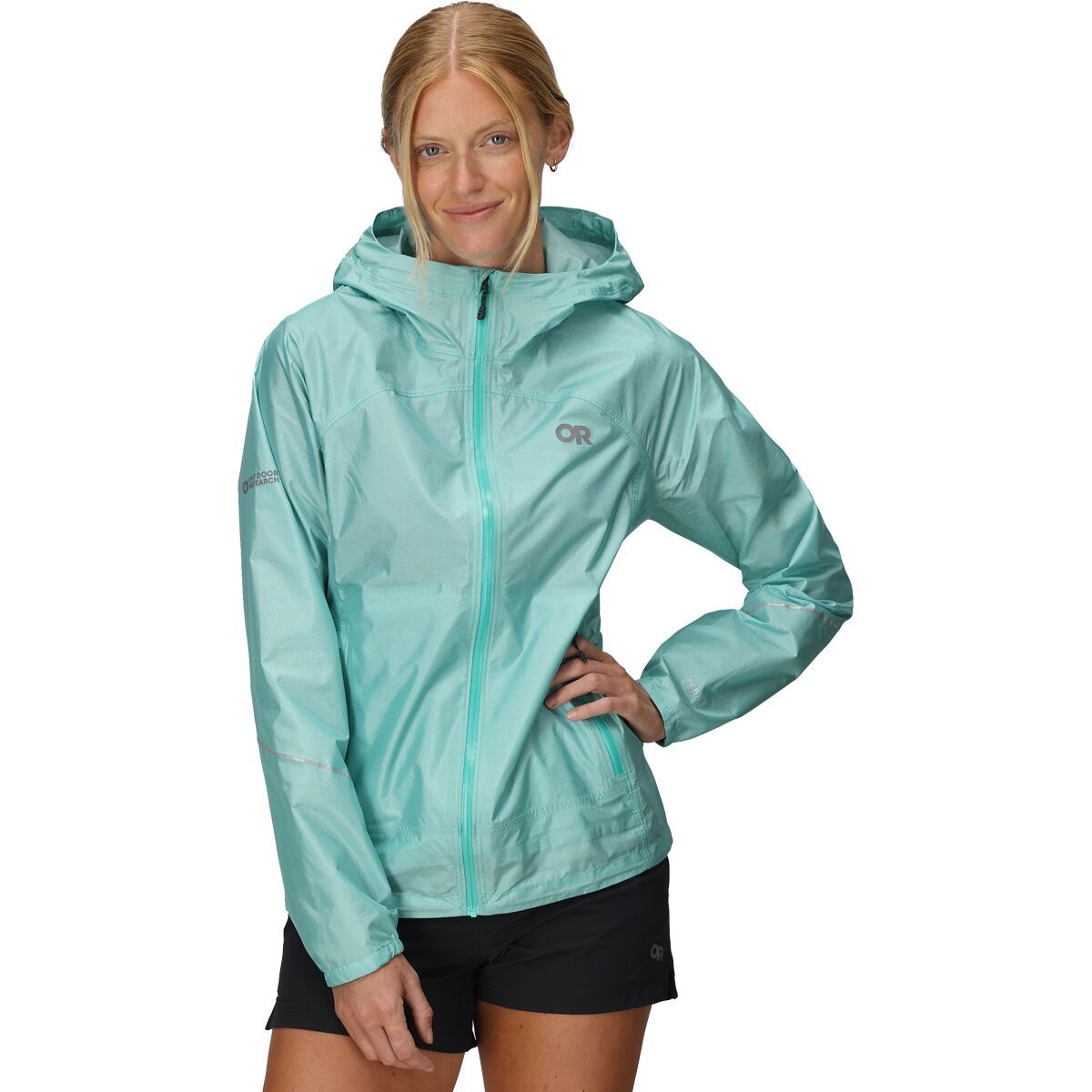 Image of Outdoor Research Helium Rain Jacket - Women's Maldives, XXS