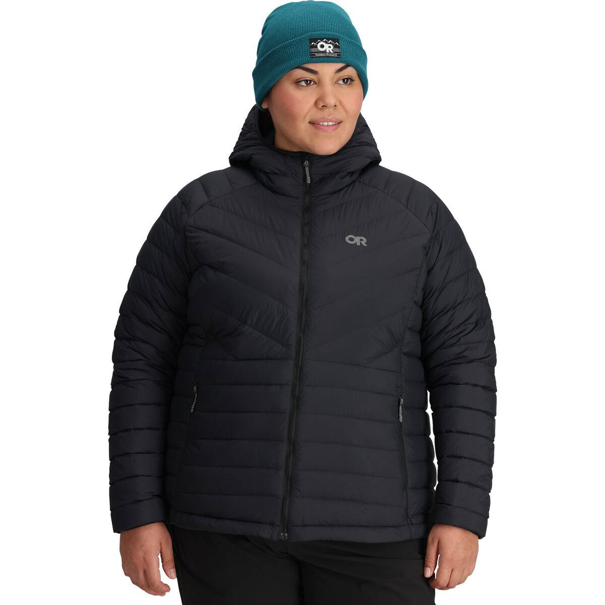 Image of Outdoor Research Transcendent Down Hooded Jacket - Plus - Women's Black, 2X