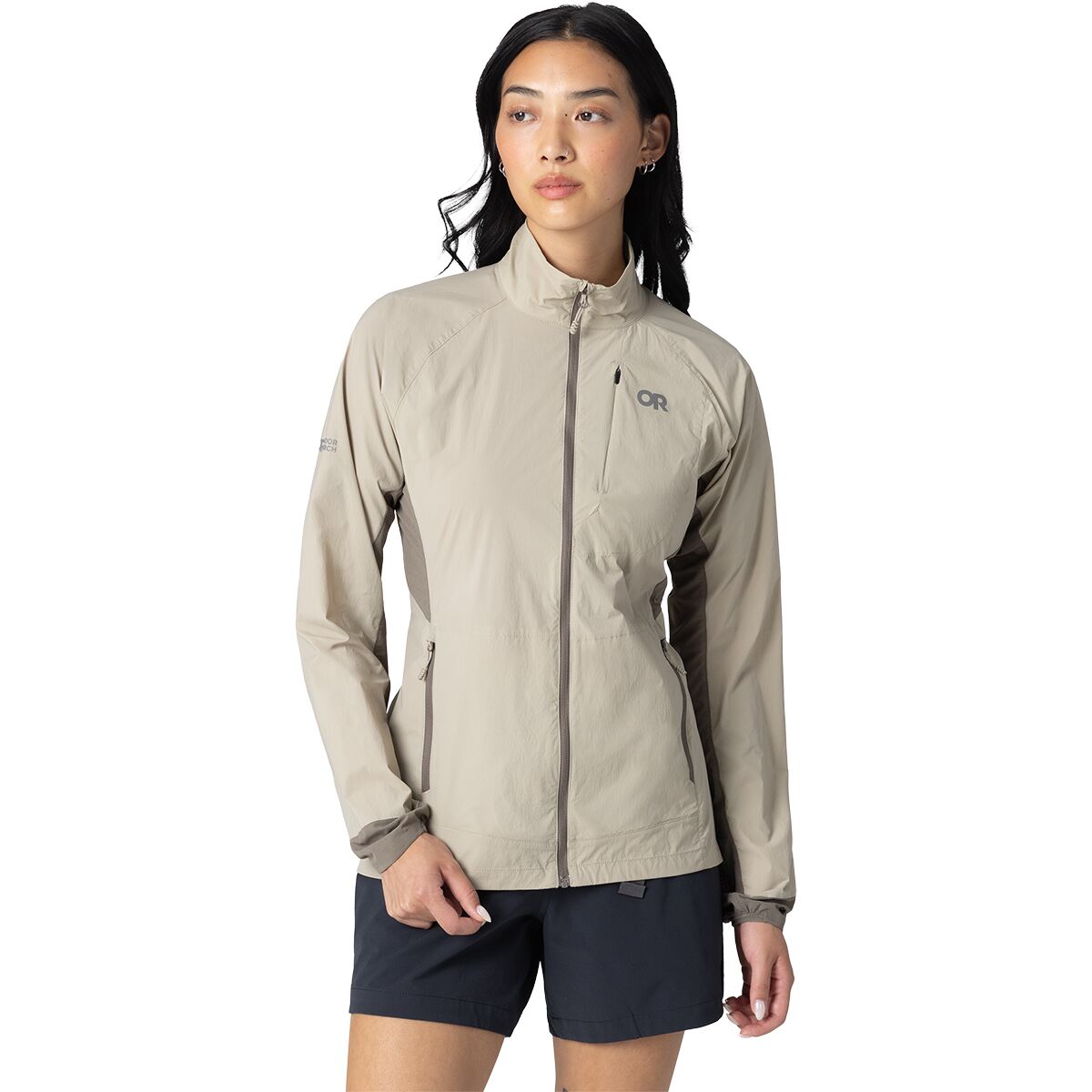 Image of Outdoor Research Deviator Wind Jacket - Women's Pro Khaki/Gravel, L
