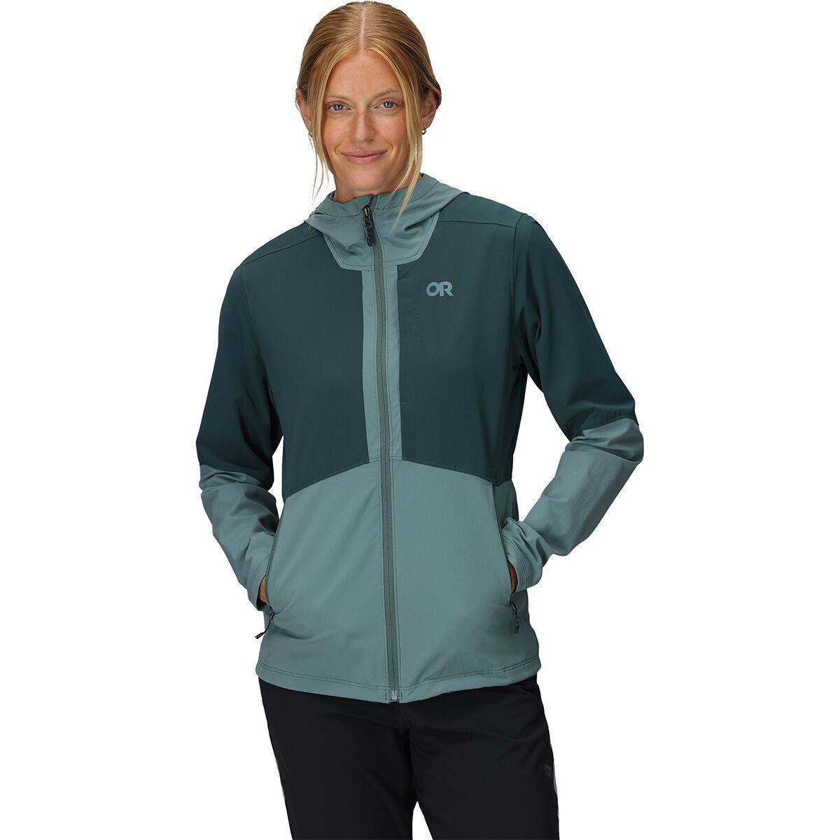 Image of Outdoor Research Ferrosi Hooded Jacket - Women's Neptune/Douglas Fir, M