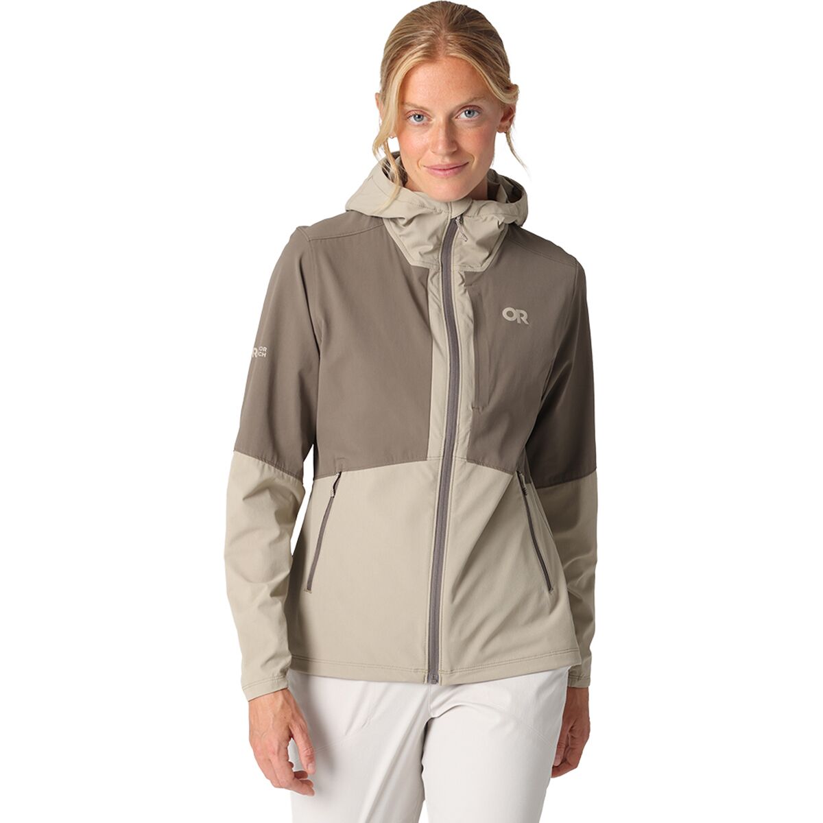 Image of Outdoor Research Ferrosi Hooded Jacket - Women's Pro Khaki/Gravel, M