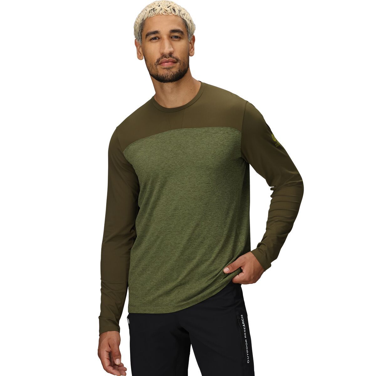 Image of Outdoor Research Freewheel Long-Sleeve Jersey - Men's Dark Olive/Willow Heather, M