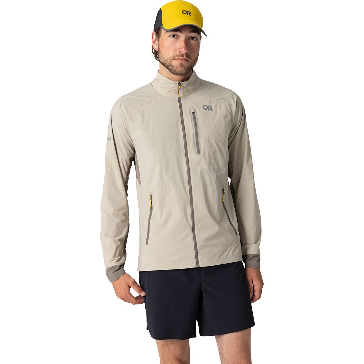 Image of Outdoor Research Deviator Wind Jacket - Men's Pro Khaki/Gravel, L