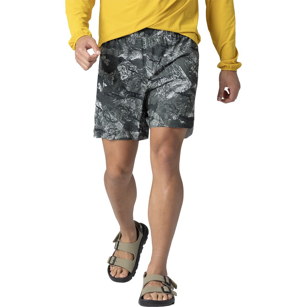 Image of Outdoor Research Swift Lite Lined 7in Short - Men's Malachite Baker Print, S