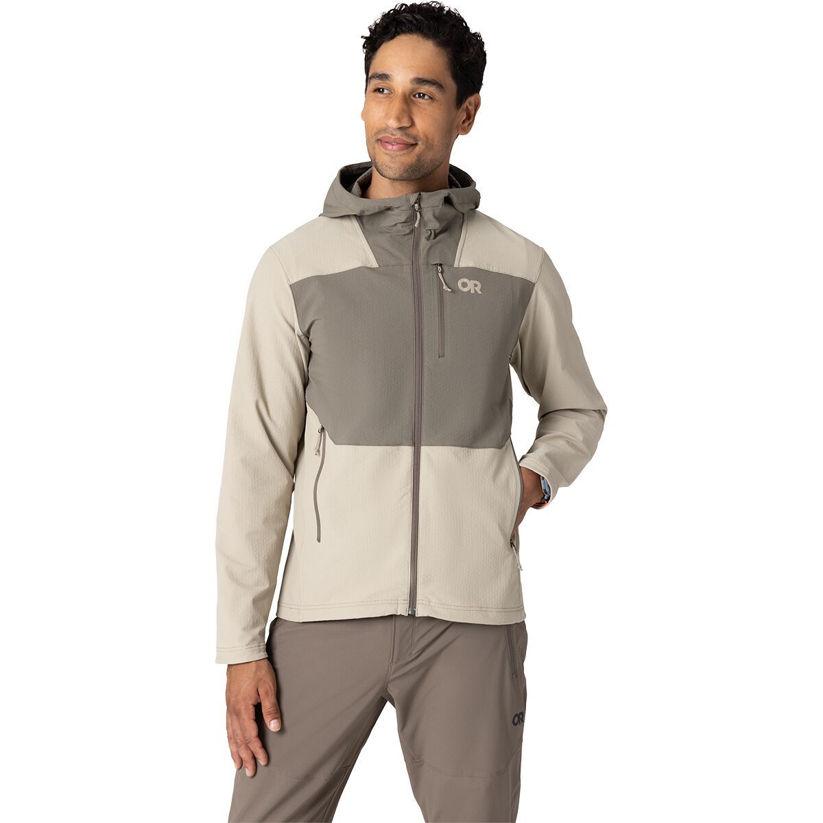 Image of Outdoor Research Ultima Softshell Hooded Jacket - Men's Pro Khaki/Gravel, M