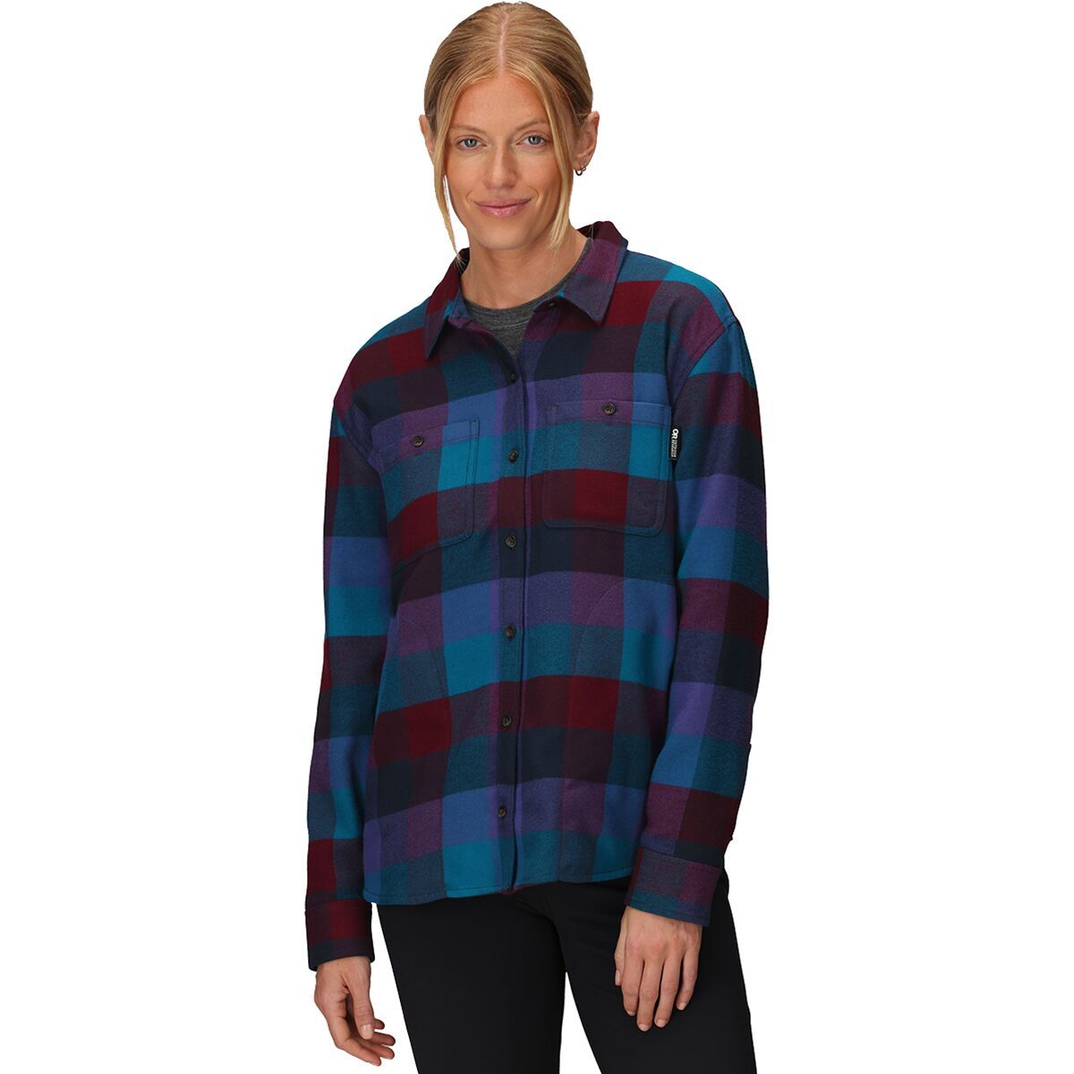 Outdoor Research Feedback Flannel Twill Shirt - Women's Winterberry Plaid, XXL