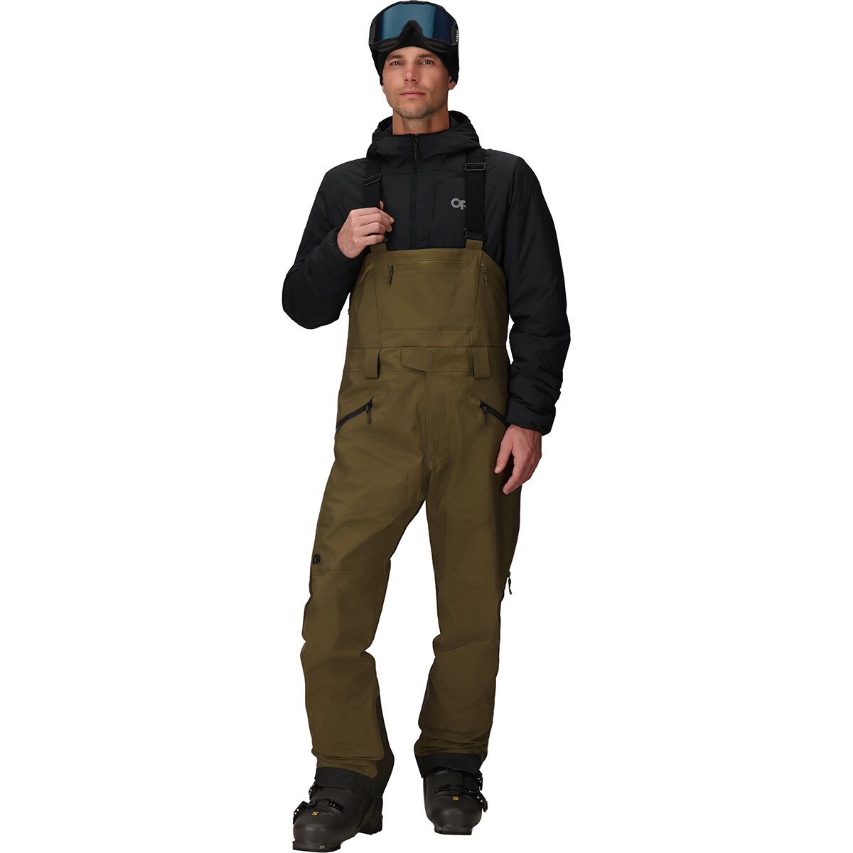 Image of Outdoor Research Hemispheres Team GORE-TEX 3L Bib Pant - Men's Dark Olive, M/Reg