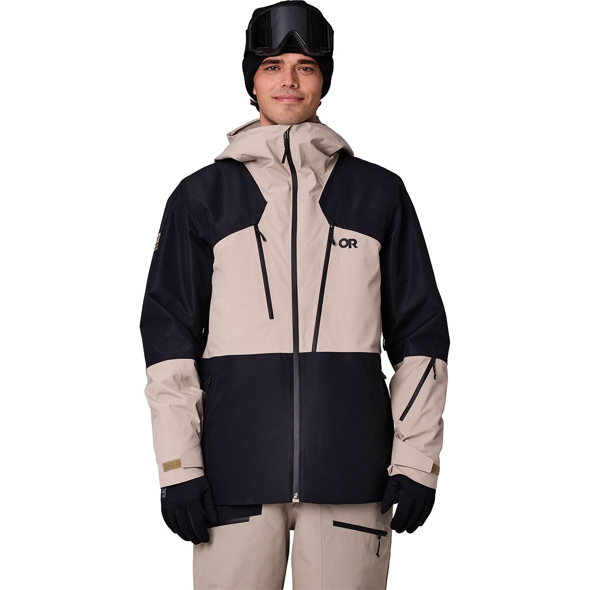 Image of Outdoor Research Powderverse Jacket - Men's Pro Khaki/Black, S